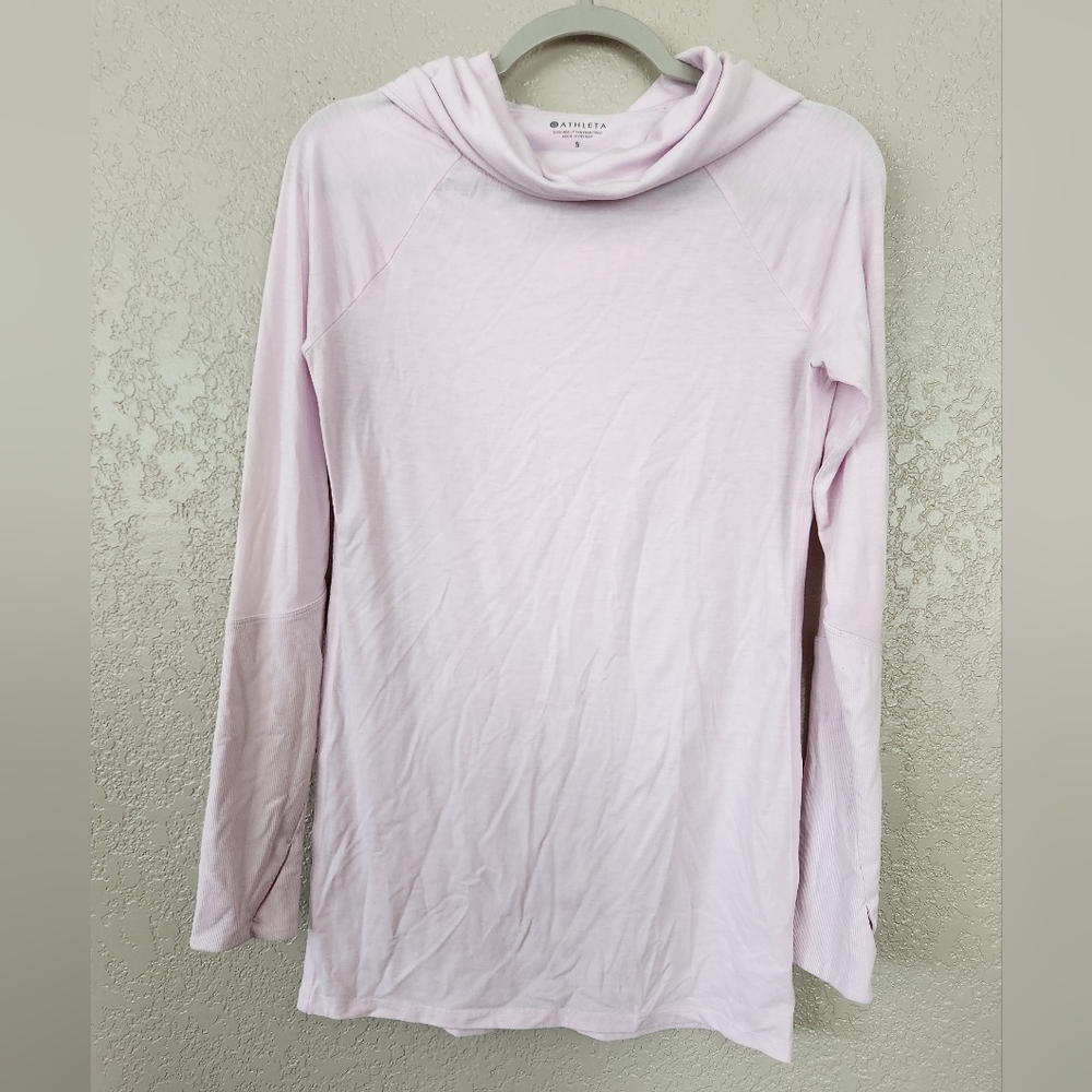 Athleta Pink Essence Hoodie Cowl Neck Size Small